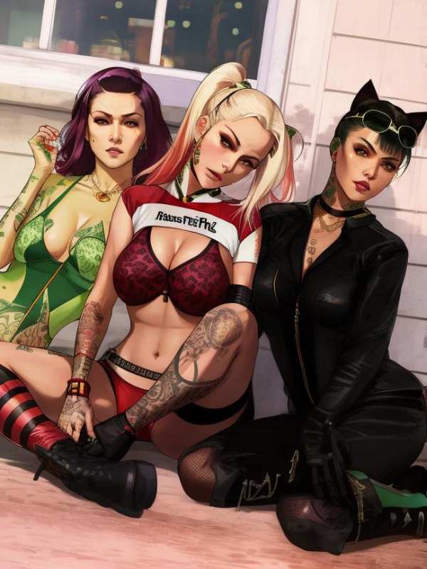 catwoman,harley quinn,poison ivy