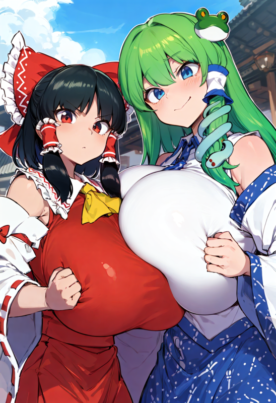 reimu hakurei,sanae kochiya